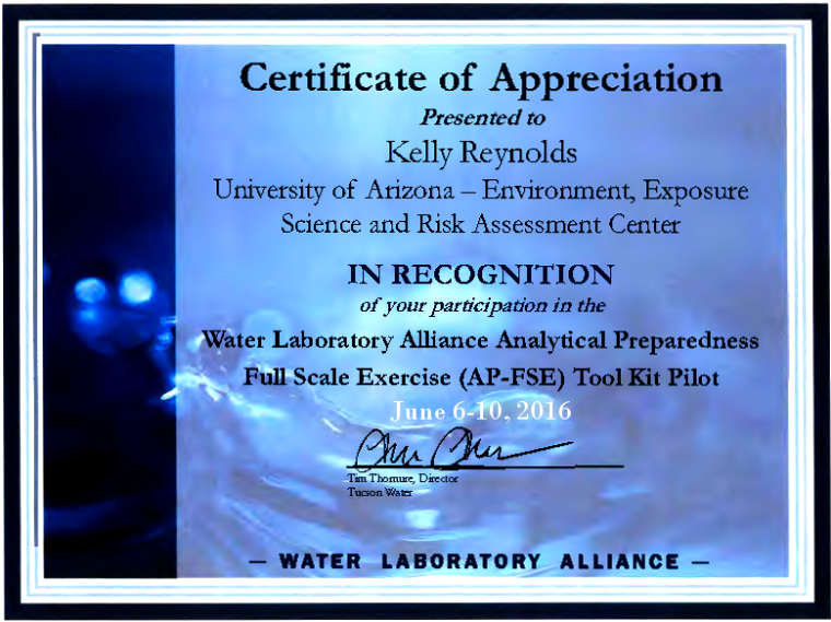 Water laboratory alliance certificate